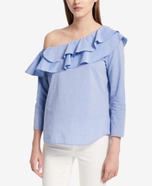 Calvin Klein Ruffled One-shoulder Top