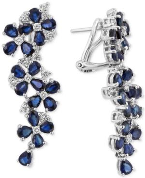 Royal Bleu By Effy Sapphire (9 Ct. T.w.) And Diamond (3/4 Ct. T.w.) Drop Earrings In 14k White Gold