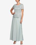 Alex Evenings Plus Size Glitter Lace & Satin Gown