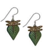 Jody Coyote Hand-painted Dragonfly Drop Earrings In Antiqued Brass