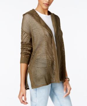 Freshman Juniors' Hooded Pointelle Cardigan