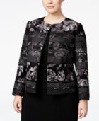 Tahari Asl Plus Size Floral-print Jacquard Blazer