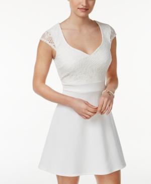 Trixxi Juniors' Lace Fit & Flare Scuba Dress