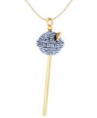 Sis By Simone I Smith 18k Gold Over Sterling Silver Necklace, Medium Blue Crystal Lollipop Pendant