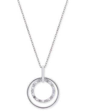 Diamond Double Circle 18 Pendant Necklace (1/10 Ct. T.w.) In Sterling Silver