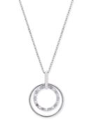 Diamond Double Circle 18 Pendant Necklace (1/10 Ct. T.w.) In Sterling Silver