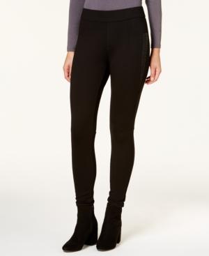 Bar Iii Moto Mixed-media Leggings, Created For Macy's