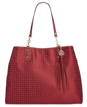 Tommy Hilfiger Leila Monogram Metallic Jacquard Tote