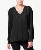 Bar Iii Long-sleeve V-neck Blouse, Only At Macy's
