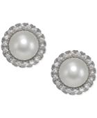 Giani Bernini Freshwater Pearl (6mm) & Cubic Zirconia Stud Earrings In Sterling Silver, Only At Macy's