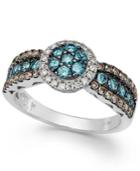 Le Vian Chocolate, Blue And White Diamond Ring In 14k White Gold (7/8 Ct. T.w.)