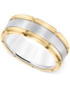 Comfort-fit Band (8mm) In Yellow And White Tungsten Carbide