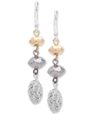 Nine West Tri-tone Pave Bead Triple-drop Earrings