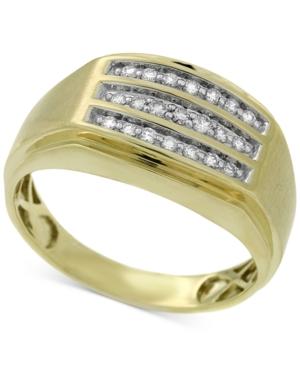 Men's Diamond Channel-set Three-row Ring (1/4 Ct. T.w.) In 10k Gold