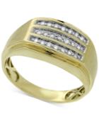 Men's Diamond Channel-set Three-row Ring (1/4 Ct. T.w.) In 10k Gold