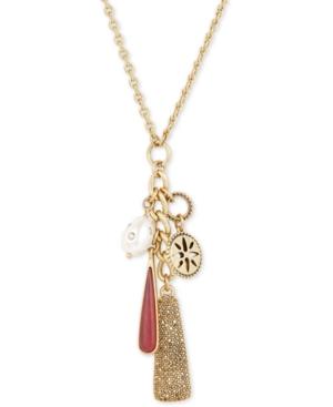 Lucky Brand Two-tone Crystal, Stone & Imitation Pearl Multi-charm Pendant Necklace, 22 + 2 Extender, Created For Macy's
