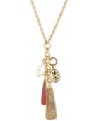 Lucky Brand Two-tone Crystal, Stone & Imitation Pearl Multi-charm Pendant Necklace, 22 + 2 Extender, Created For Macy's