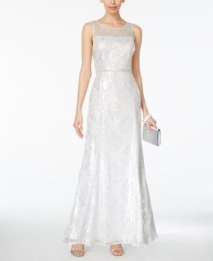 Tahari Asl Sequined Illusion Gown