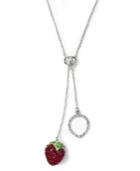 Sis By Simone I Smith Platinum Over Sterling Silver Necklace, Crystal Strawberry Pendant