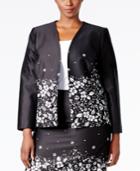 Tahari Asl Plus Size Floral-print Poplin Jacket