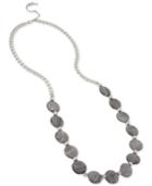 Kenneth Cole New York Silver-tone Black Mother Of Pearl Long Necklace
