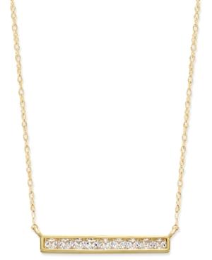 Cubic Zirconia Bar Pendant Necklace In 10k Gold