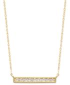 Cubic Zirconia Bar Pendant Necklace In 10k Gold