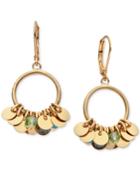 Lonna & Lilly Shaky Disc And Crystal Drop Hoop Earrings