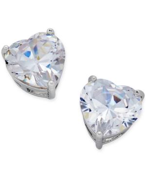 Thalia Sodi Silver-tone Crystal Heart Stud Earrings, Created For Macy's