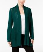 Ny Collection Textured Open-front Cardigan