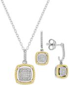 Diamond Rope Necklace And Earring Set (1/5 Ct. T.w.) In 14k Gold And Sterling Silver