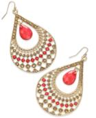 Thalia Sodi Gold-tone Red Stone Filigree Teardrop Earrings, Only At Macy's