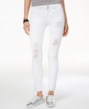 Indigo Rein Juniors' Ripped Cuffed Skinny Jeans