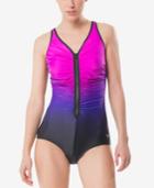 Speedo Zip-front Ombre One-piece Swimsuit Women's Swimsuit