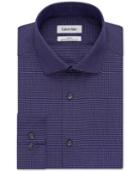 Calvin Klein Steel Slim-fit Non-iron Performance Purple Dobby Check Dress Shirt