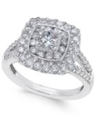 Diamond Cluster Engagement Ring (1-3/8 Ct. T.w.) In 14k White Gold