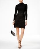 Vince Camuto Long-sleeve Turtleneck Fringe Dress