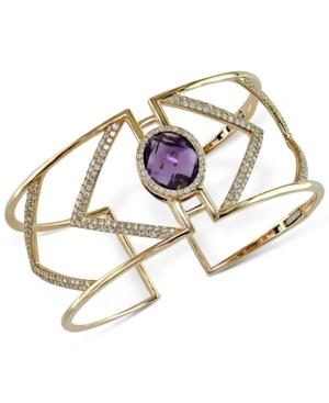 Effy Pink Amethyst (7 Ct. T.w.) And Diamond (2-1/8 Ct. T.w.) Cuff Bracelet In 14k Gold