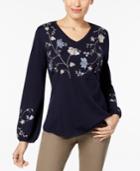 Style & Co Embroidered Sweater, Created For Macy's