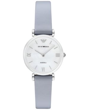 Emporio Armani Women's Gianni T-bar Light Blue Leather Strap Watch 32mm