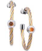 Charriol Women's Fabulous Citrine-accent Two-tone Pvd Stainless Steel Cable Hoop Earrings