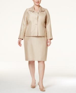 Le Suit Plus Size Three-button Metallic Skirt Suit