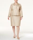 Le Suit Plus Size Three-button Metallic Skirt Suit