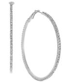 Thalia Sodi Silver-tone Crystal Pave Large Hoop Earrings, Created For Macy's