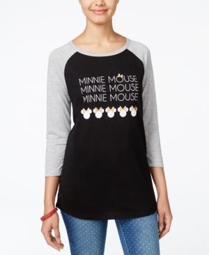Disney Juniors' Minnie Mouse Metallic Graphic Baseball T-shirt