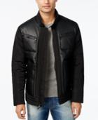 Sean John Men's Mix-media Stand-collar Bomber Jacket