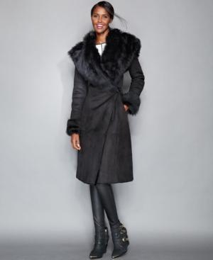 The Fur Vault Toscana Shearling Hooded Wrap Coat