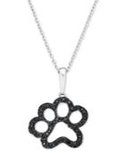 Aspca Tender Voices Diamond Necklace, Sterling Silver Black Diamond Paw Outline Pendant (1/3 Ct. T.w.)