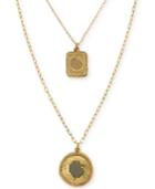 Vince Camuto Gold-tone Grey Stone Layered Pendant Necklace