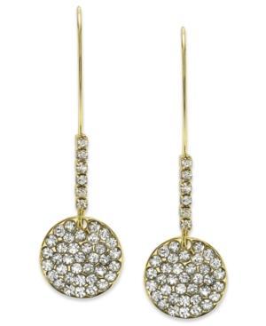 Abs By Allen Schwartz Earrings, Gold-tone Pave Crystal Disc Drop Earrings